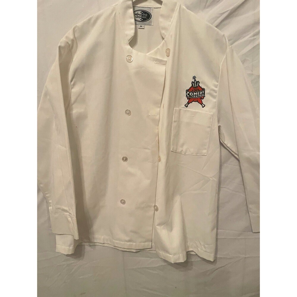 Prime Time Merchandise White Chef Coat Jacket Size 44 Comedy Central Logo Double
